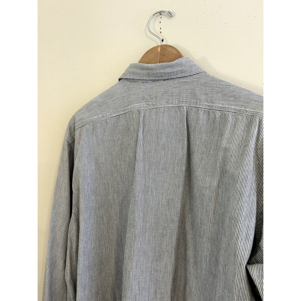 Vintage 90s Polo Ralph Lauren Striped Chambray Workwear Button-up Men's XL - Picture 6 of 10